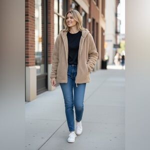 Pink‎ Lily Teddy Zip Up Hooded Jacket